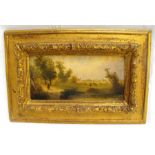 G. Salvi (Adolph Kaufmann 1848-1916) Oil on board, country scene mounted in a gilt frame 30cm by