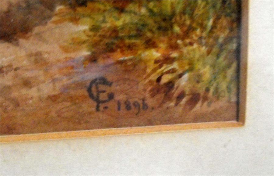 F. Goodhall RA, Egyptian river scene, watercolour, monogrammed and dated 1896 lower right corner - Image 2 of 2