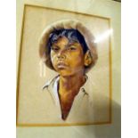 John Dudley, pastel portrait a young Arab boy titled Hamid, initialled 22cm x 28cm and another