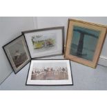 A Linda Appleby limited edition print, 1/250 horse and carriage, a spy print "Tommy" and other