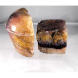 Two large pieces of blue John Condition Report Square piece 5cm X 5cm X 6cm  weight 486g Shaped