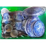 A quantity of Spode Blue Room Collection Christmas Plates and other Spode blue and white items (