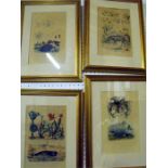 A set of four early 19thC hand coloured engravings, depicting flora and fauna subjects each 17cm x