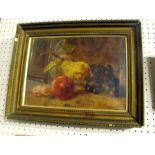 Victorian school, oil on canvas, still life of fruit, indistinct signature lower right corner 34cm x