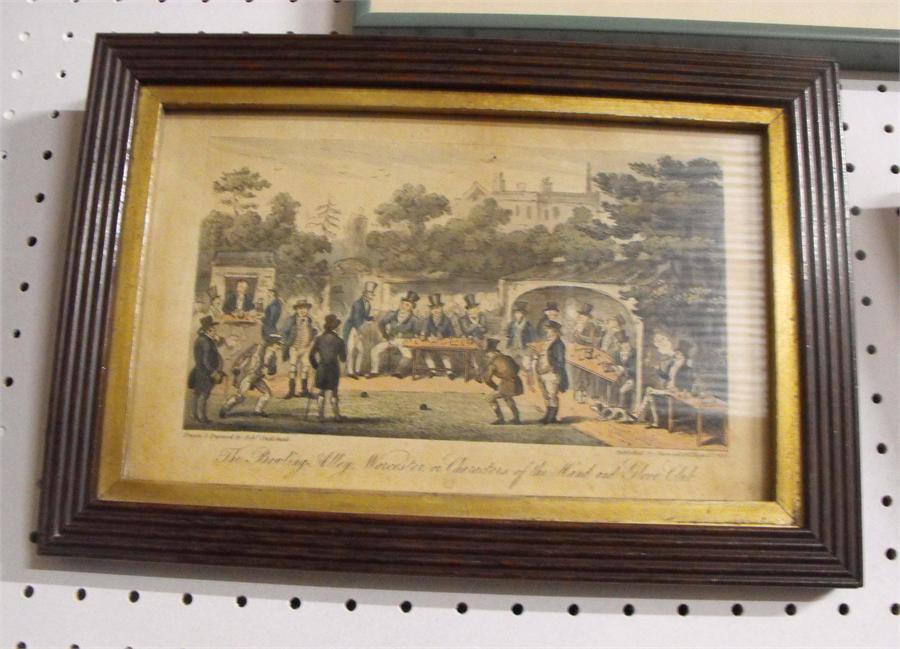 A set of four early 19thC hand coloured engravings by Rob Cruikshank depicting sporting themes - Image 2 of 4