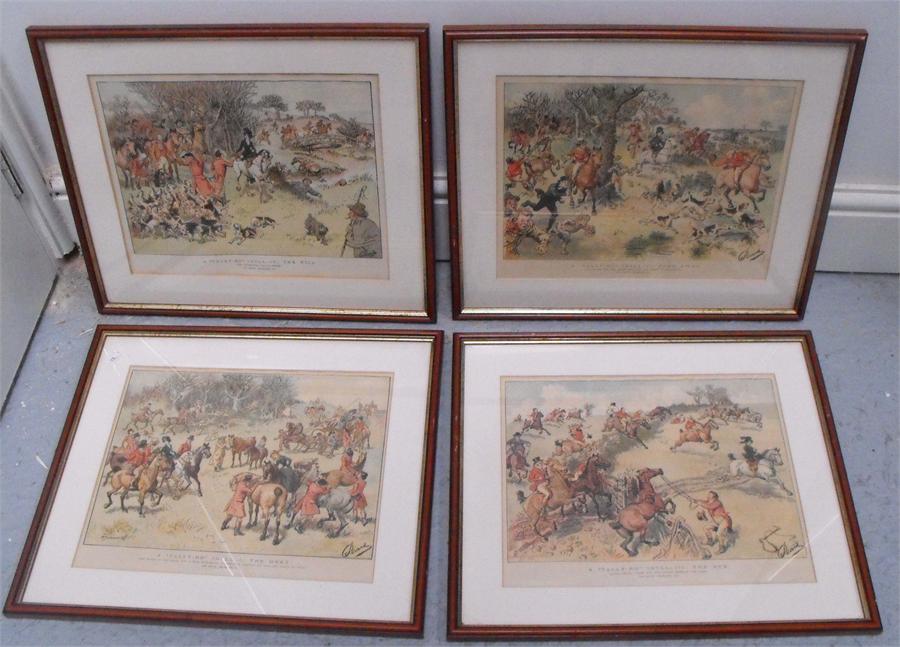 A set of four Hugh Thomson hunting prints 34cm x 27cm