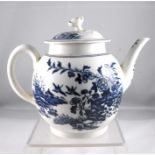 An 18thC Doctor Wall period Worcester teapot, fence pattern,of globular form, with blue crescent