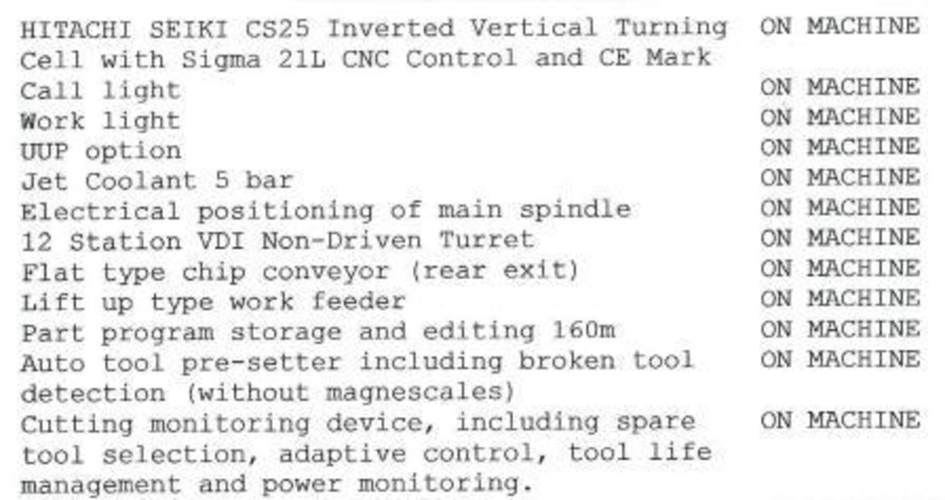 Hitachi Seiki CS25 Vertical Turning Centre - Image 6 of 8