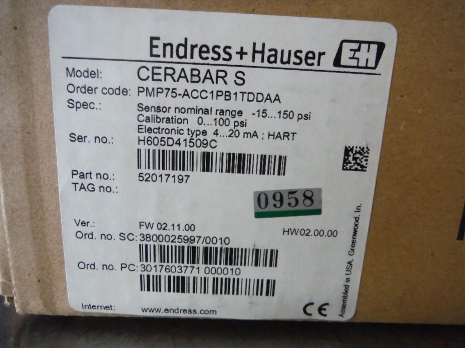 Endress+Hauser pressure transmitter, 2 in., new in box. - RIGGING FEE FOR DOMESTIC TRANSPORT $25 - Image 4 of 4