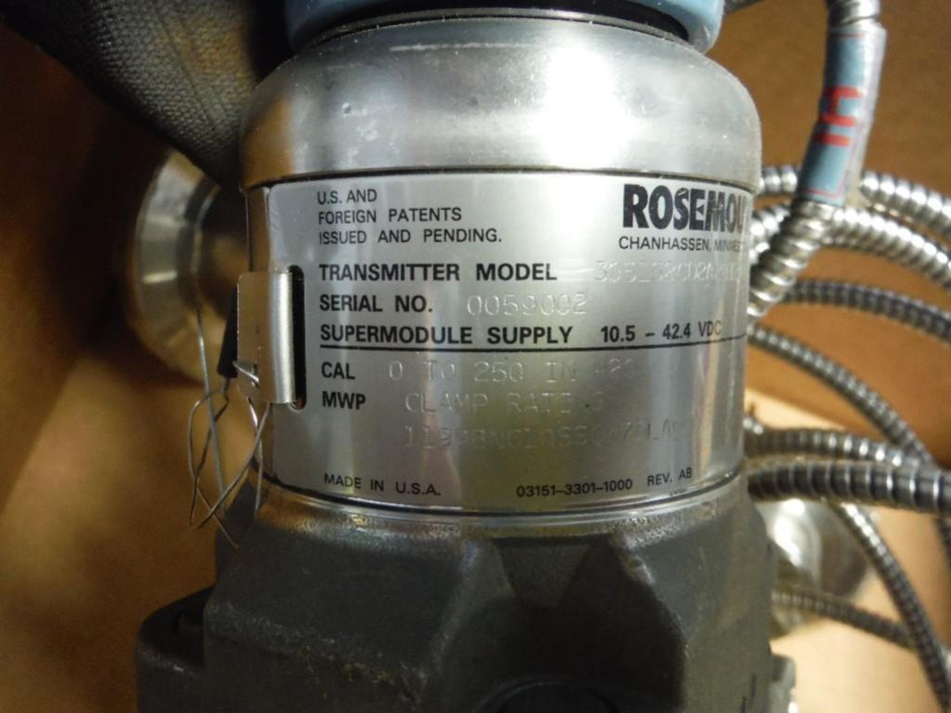 Rosemount pressure transmitter, 3 in.. - RIGGING FEE FOR DOMESTIC TRANSPORT $25 - Image 2 of 2