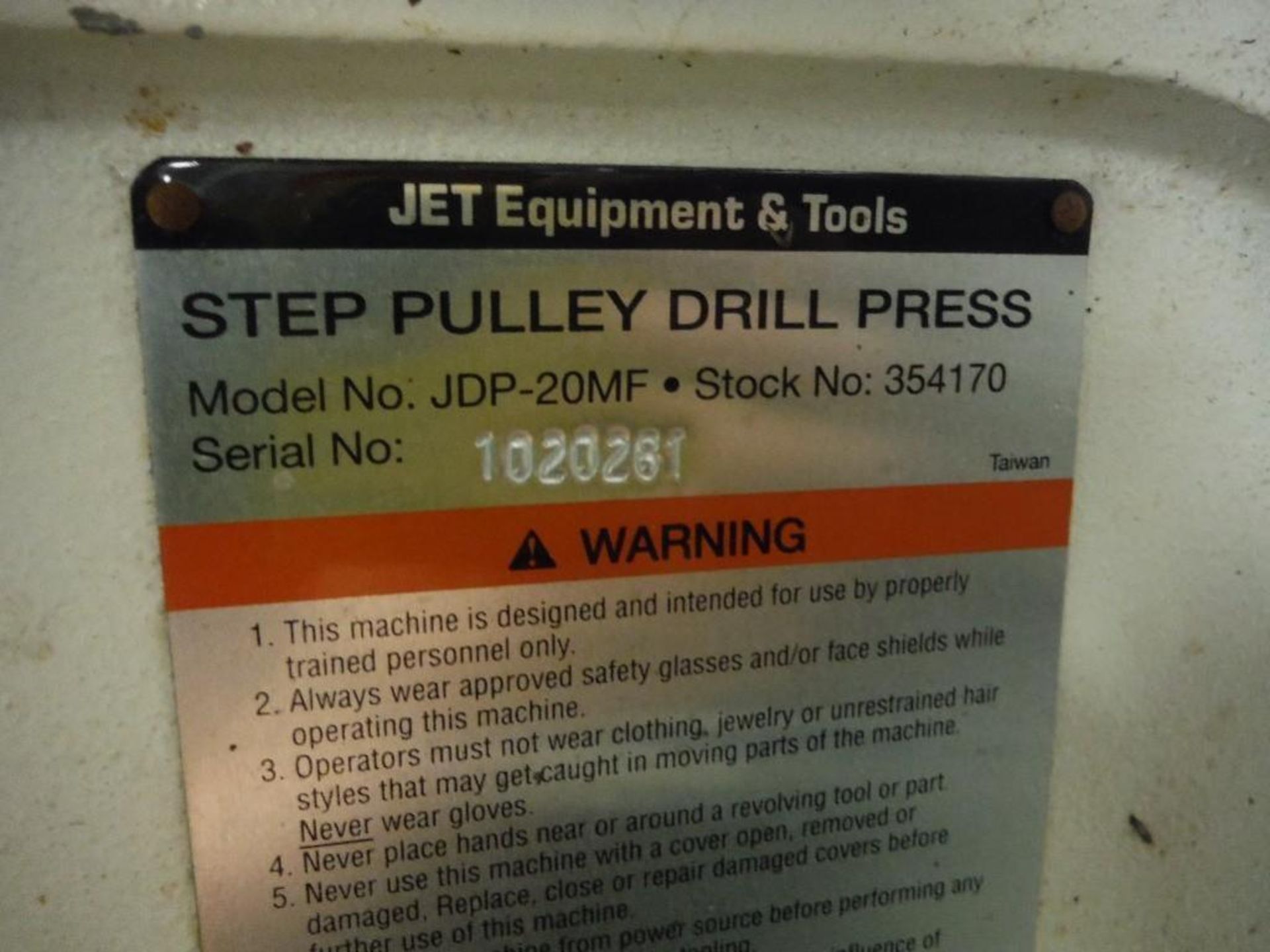 Jet drill press, Model JDP-20MF. - RIGGING FEE FOR DOMESTIC TRANSPORT $100 - Image 3 of 3