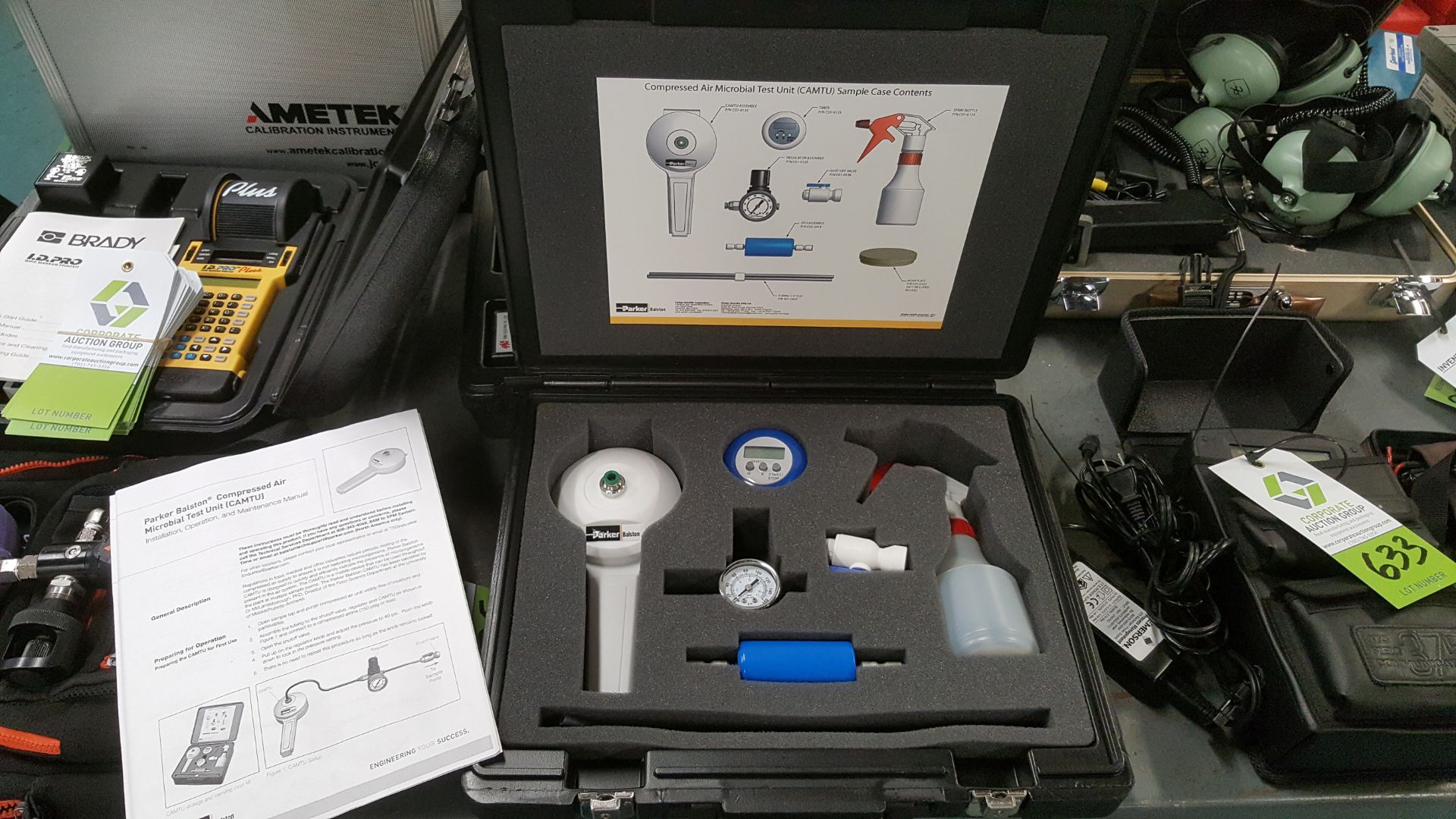 Parker Balston compressed air microbial test unit with case. - RIGGING FEE FOR DOMESTIC TRANSPORT $2