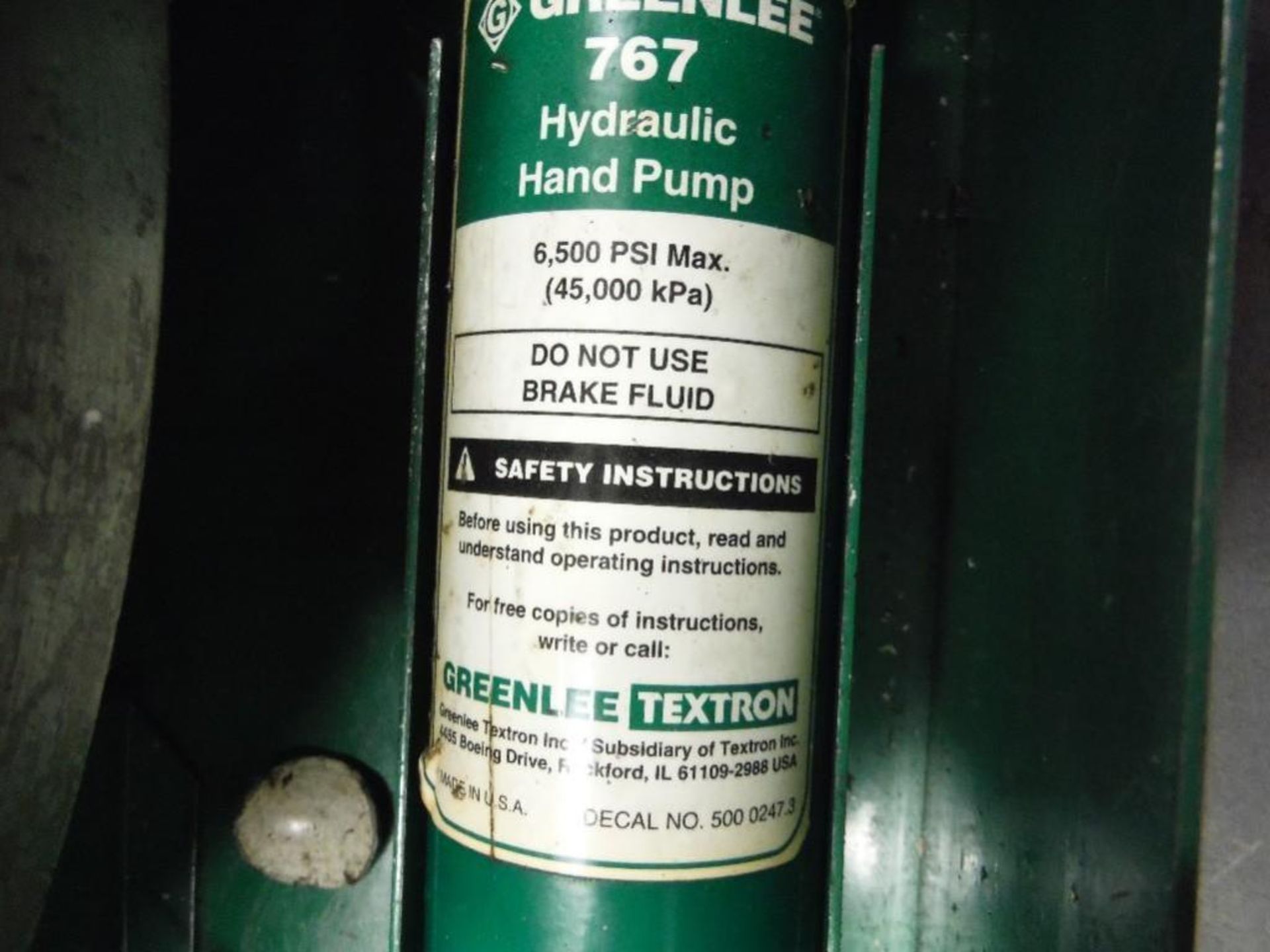 Greenlee hydraulic knockout, Model 1731 . Rigging Fee: $10 - Image 3 of 4