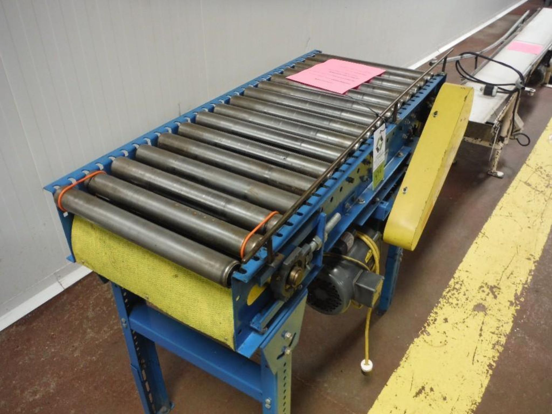 New London powered roller conveyor, 48 in. long x 16 in. wide rollers, motor and drive, steel frame - Image 2 of 6