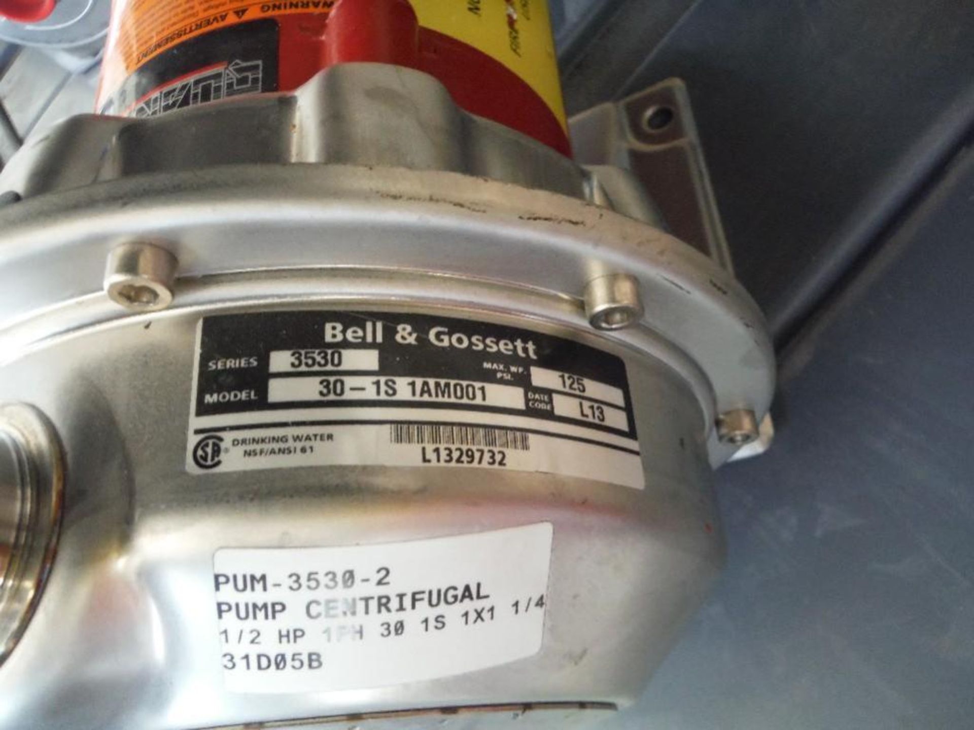 Bell and Gossett centrifugal pump, Model 30-1S 1AM001, Series, 3530, 1 x 1.25 in., 0.5 hp motor - Ri - Image 4 of 4