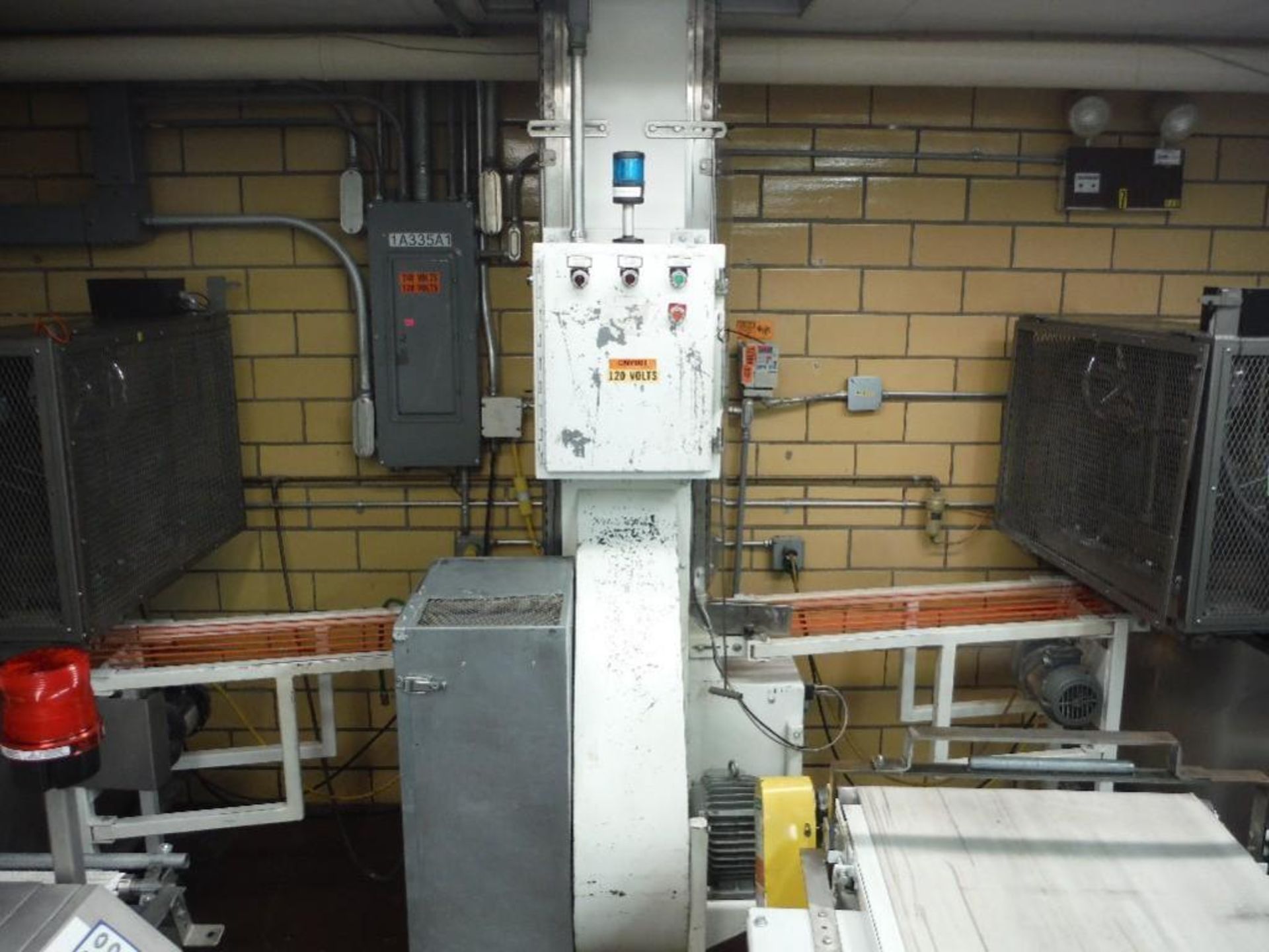 Pneumatic tray elevator, 80 ft. long x 10 ft. tall - Rigging Fee: $250