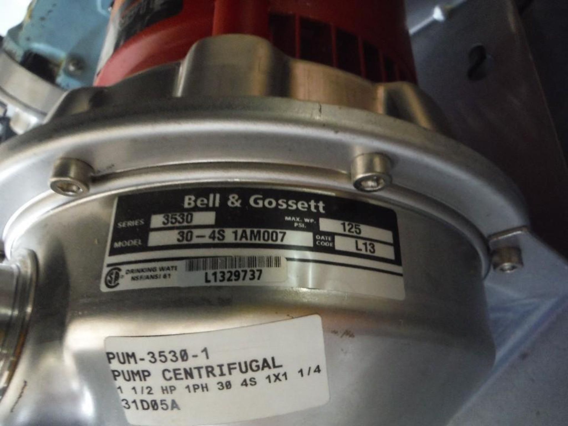 Bell and Gossett centrifugal pump, Model 30-4S AM007, Series 3530, 1 x 1.25 in., 1.5 hp motor - Rigg - Image 4 of 4
