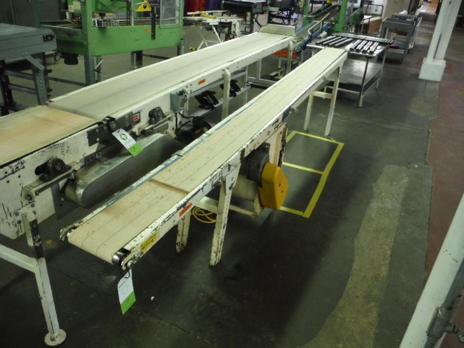 Belt conveyor 148 in. long x 8 in. wide, steel frame, motor and gearbox - Rigging Fee: $150