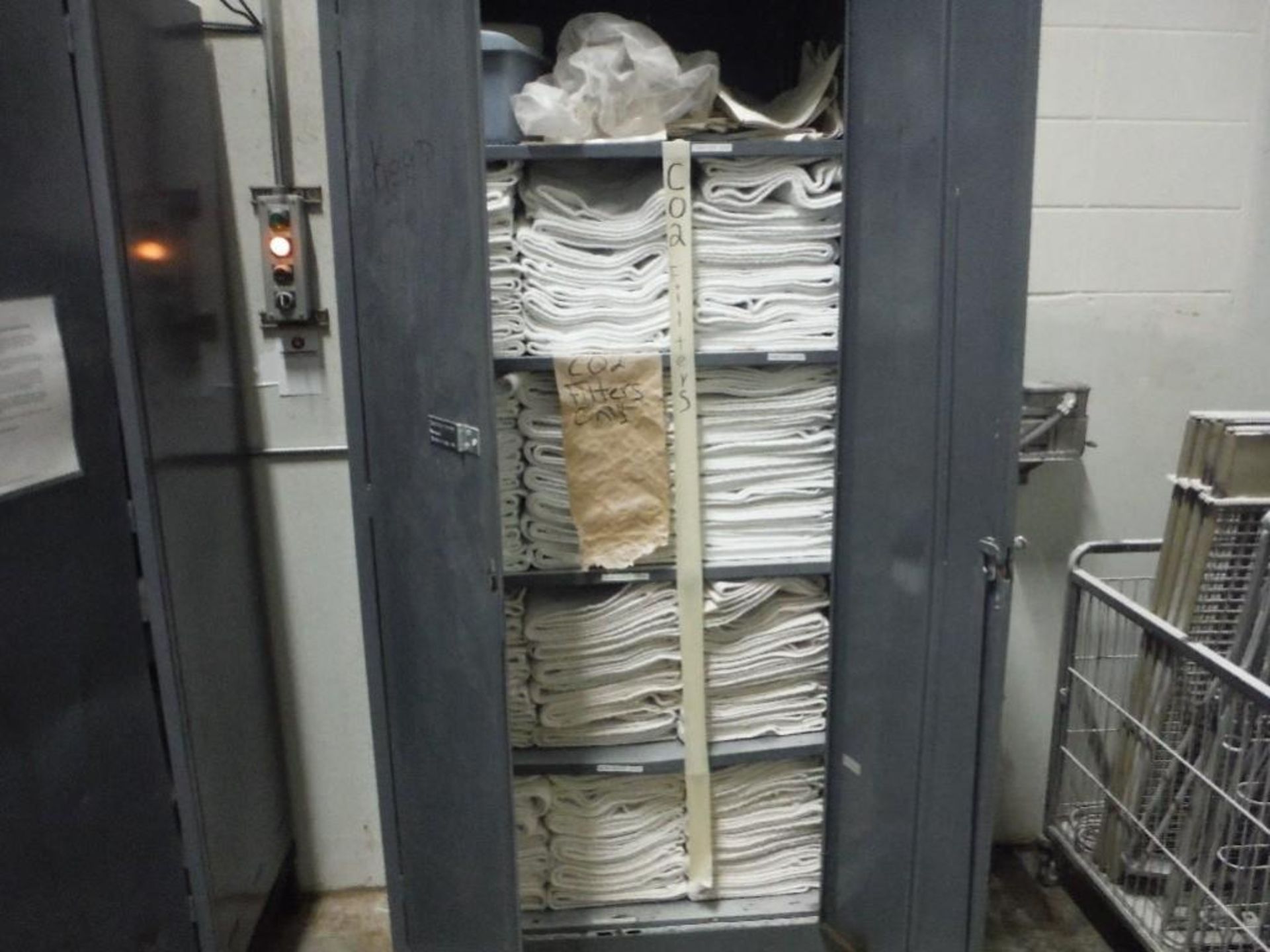 (3) cabinets and filter socks, and 2 carts of sock plates (LOT) - Rigging Fee: $150 - Image 2 of 4