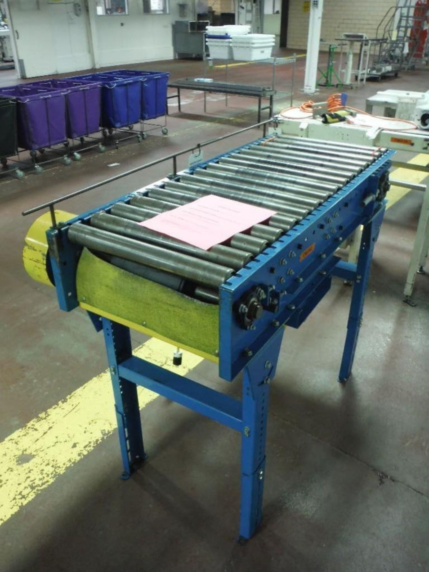 New London powered roller conveyor, 48 in. long x 16 in. wide rollers, motor and drive, steel frame - Image 3 of 6