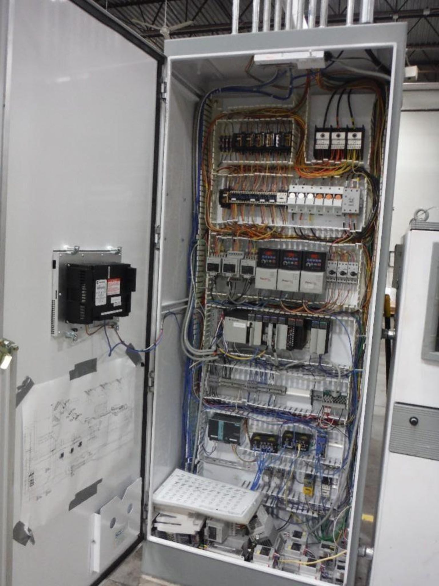 Steel control cabinet with Allen Bradley panelview 1000, (3) powerflex 40 vfds, plc - Rigging Fee: $ - Image 3 of 5