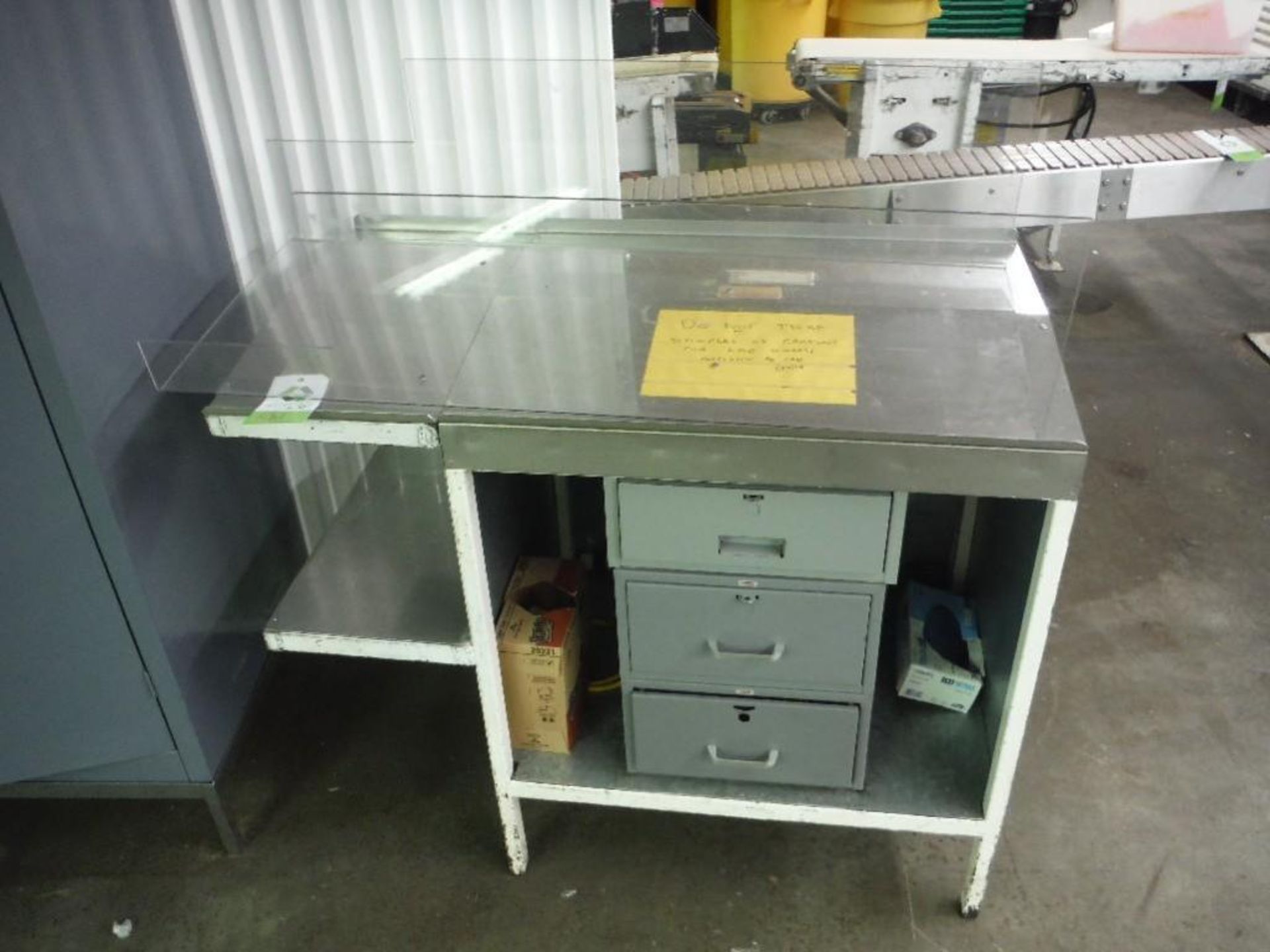 Shipping desk, mild steel cabinet, 48 in. wide x 24 in. wide x 84 in. tall, with contents - Rigging - Image 2 of 2