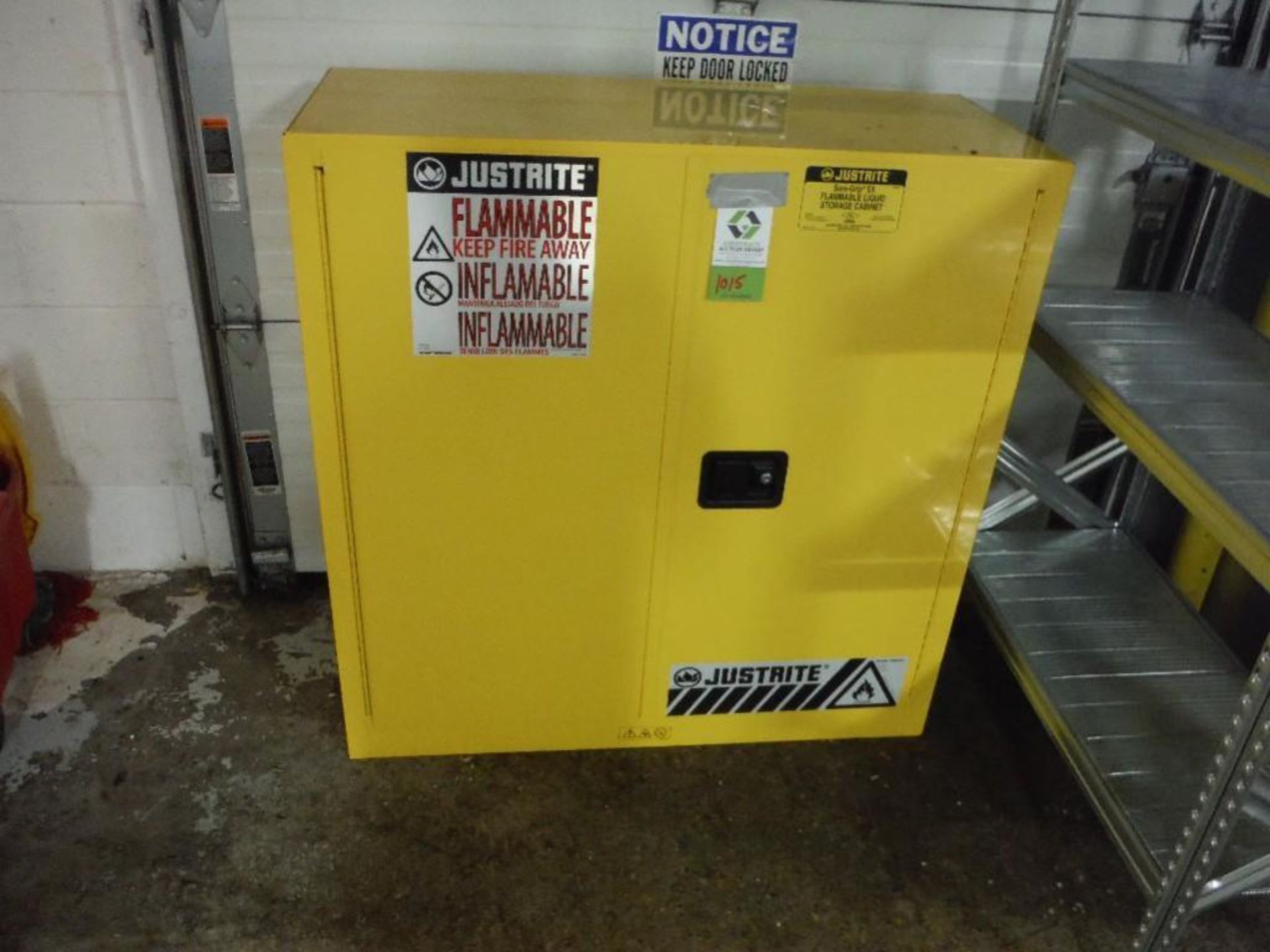 Just rite flammable storage cabinet, 30 gal, 43 in. wide x 18 in. deep 44 in. tall - Rigging Fee: $5