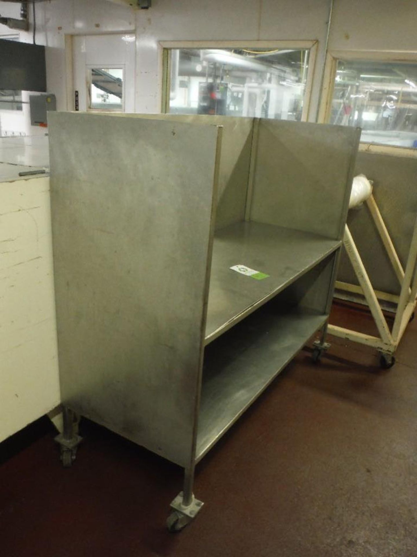 SS 2 level table with backsplash, 60 in. long x 24 in. wide x 30 in. tall, on casters - Rigging Fee: - Image 2 of 2
