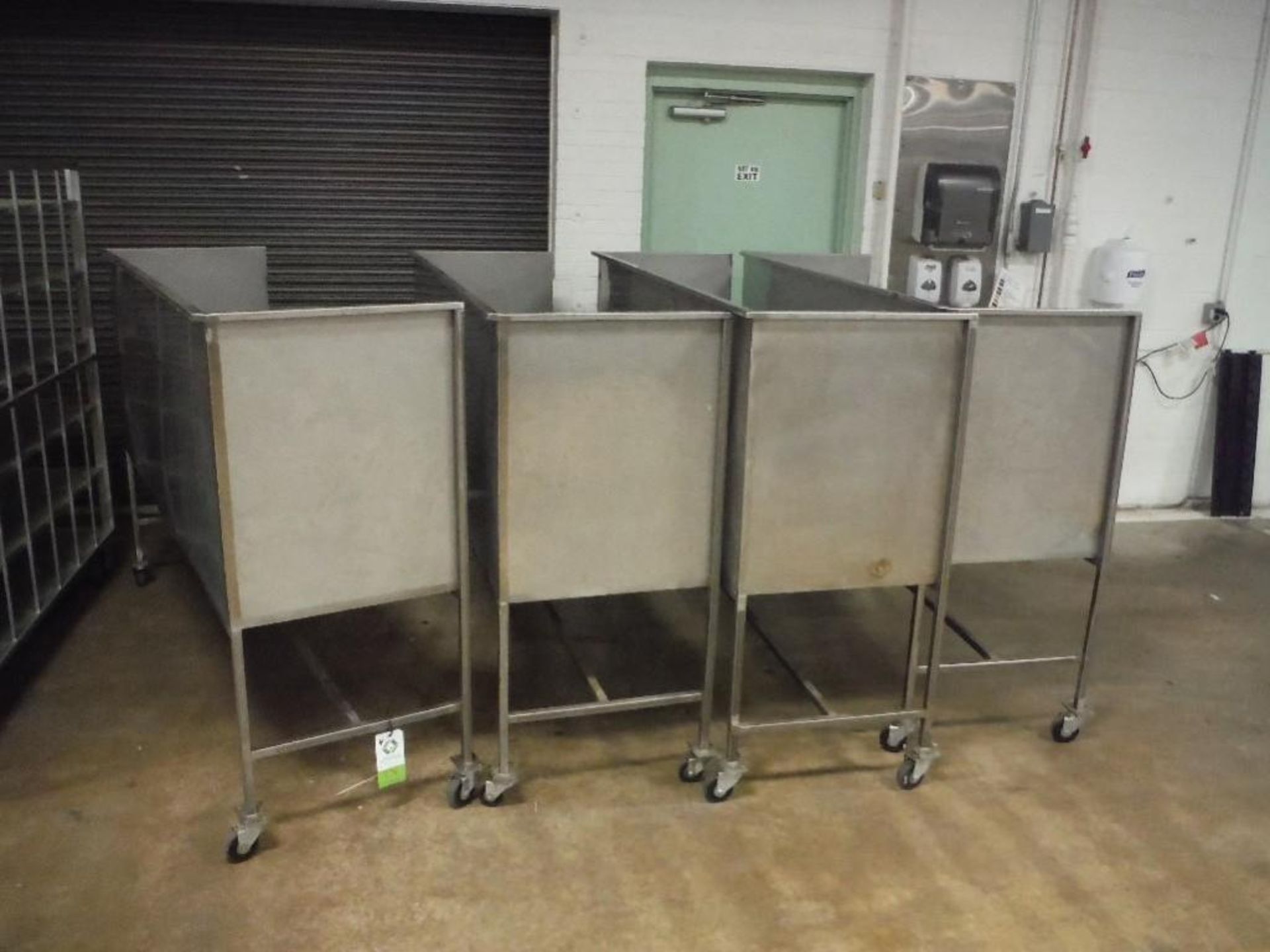 SS tables with backsplash, 84 in. long x 24 in. x 25 in. tall (EACH) - Rigging Fee: $150