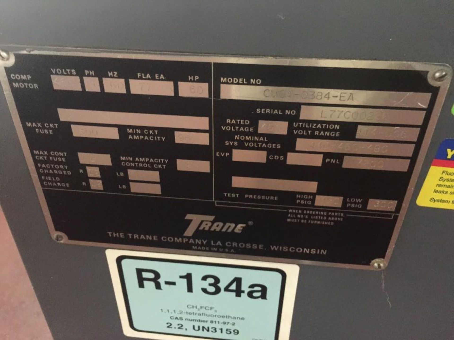 Trane 50 hp freon compressor, Model 3E3R50WN, SN 46934, reciprocating 10 cylinder, freon recovered a - Image 8 of 12