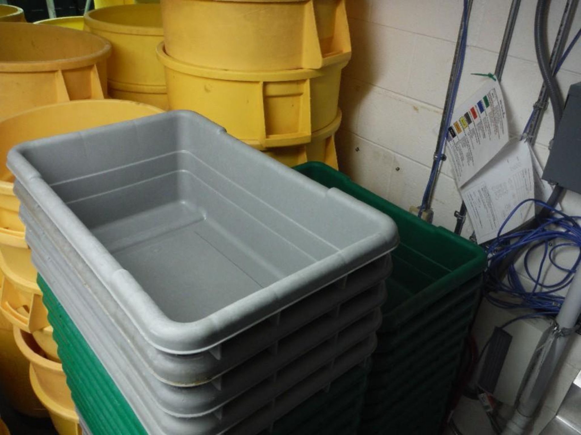 Lot of green and grey poly totes, and carts - Rigging Fee: $75 - Image 2 of 2