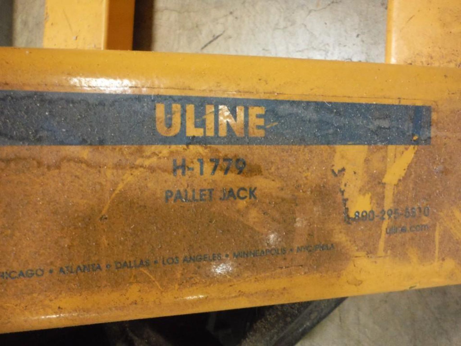 Uline extended pallet jack, Model H-1778, 3300 lb capacity, 72 in. forks, yellow - Rigging Fee: $25 - Image 3 of 4