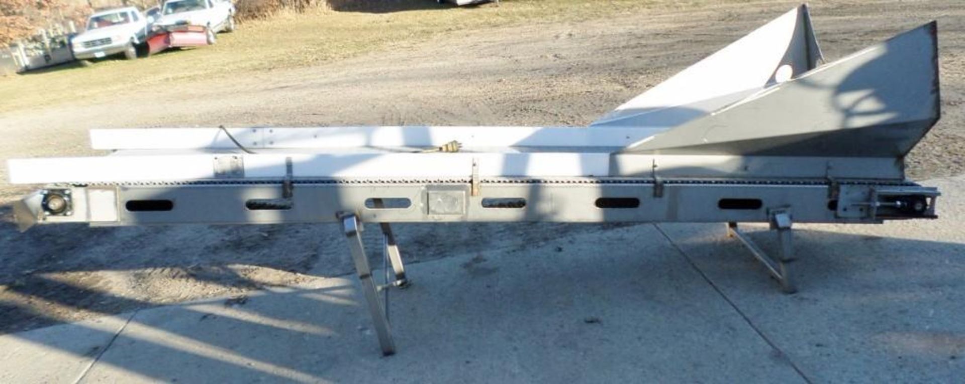 SS conveyor, 156 in x 28 in belt. **(Located in Perham, MN)** Rigging Fee: $150