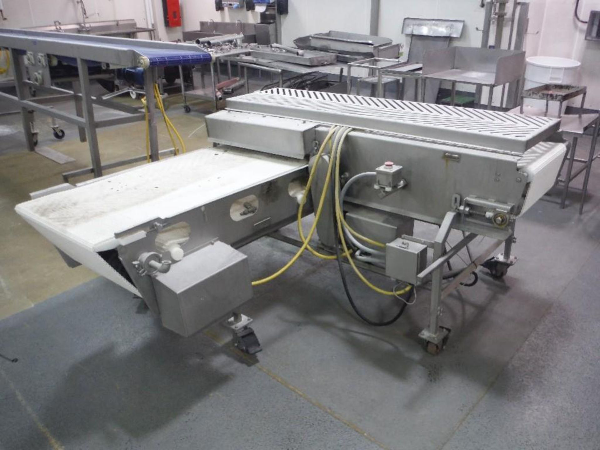 FPS Model 6000 telescoping conveyor, top conveyor 76 in. long x 18 in. wide, bottom conveyor, 72 in.