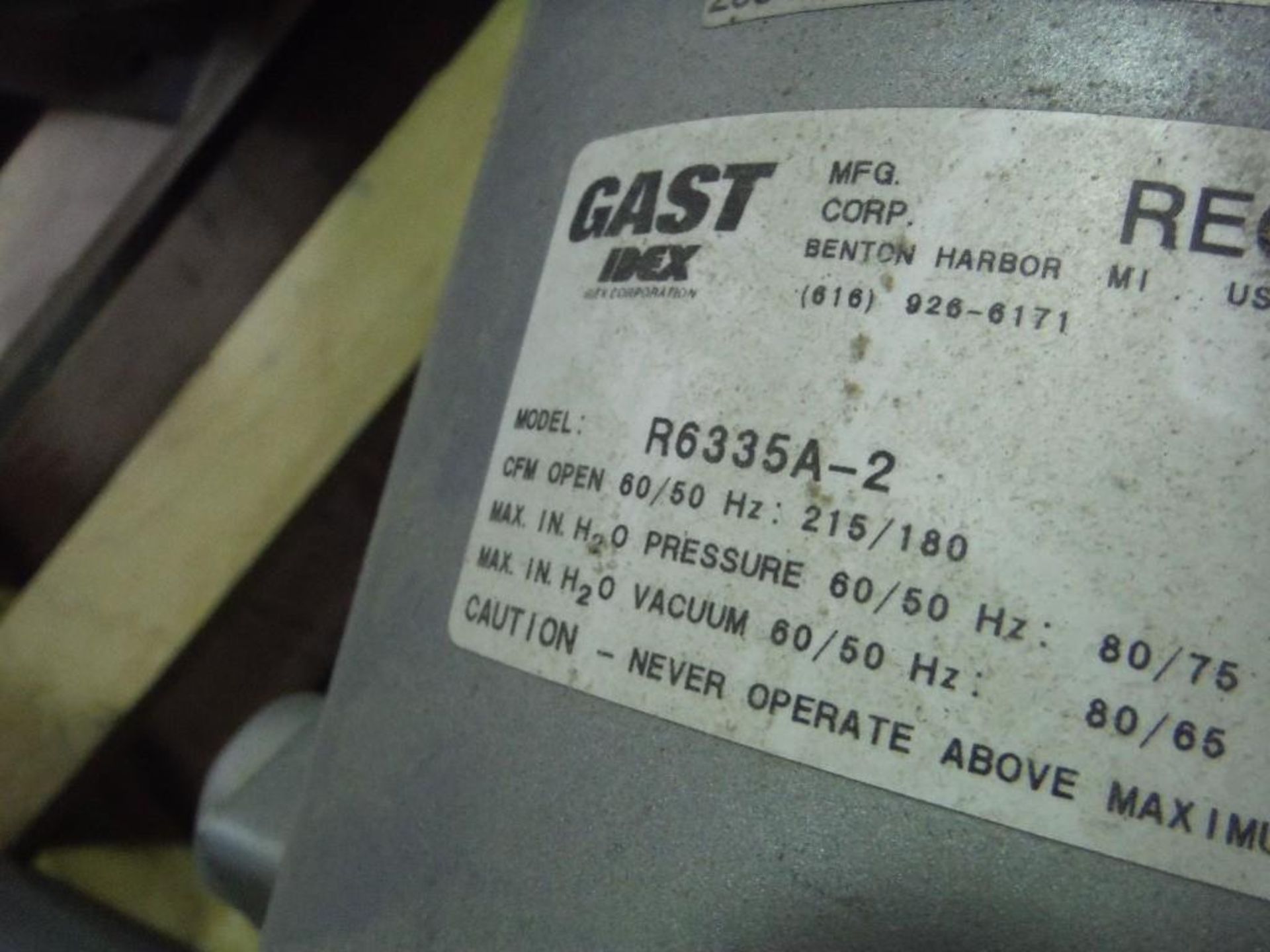 Ghast vacuum pump, Model R6335A-2, 2.5 hp, missing intake filter (each), **(Located in: Marshall, MN - Image 4 of 4