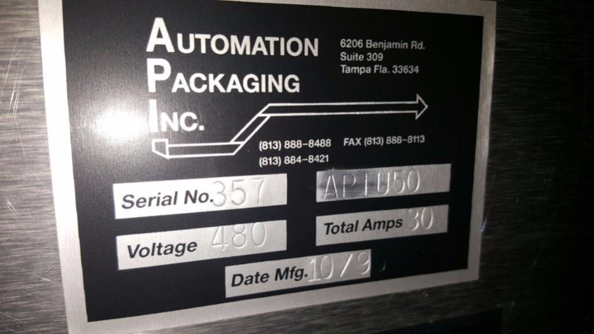 All SS API shrink tunnel, Model API-U50, SN 357, Year 1999, 480 volts, 20 in. belt, 10 in. opining, - Image 5 of 5