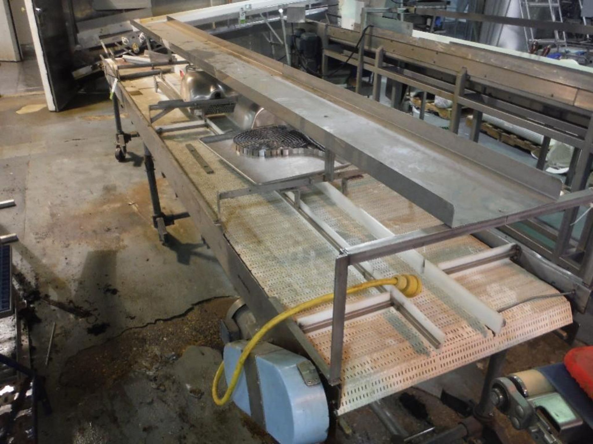 SS packoff conveyor, plastic belt 15 ft. long x 30 in. wide x 36 in. tall, with motor and drive, **( - Image 4 of 4