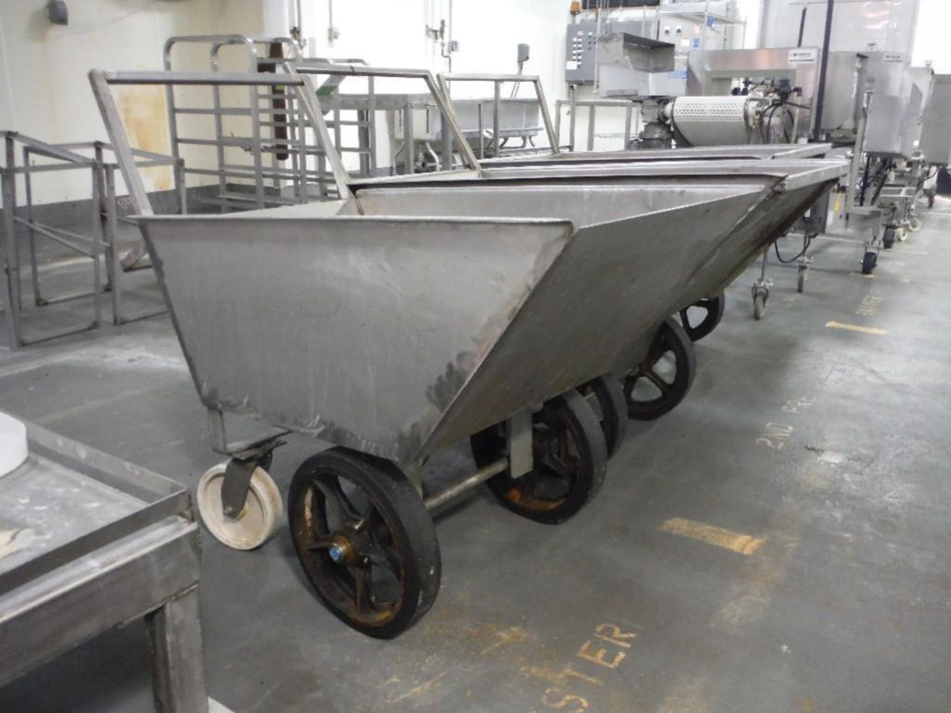 SS dump carts 44 in. long x 24 in. wide x 16 in. deep on wheels (each), **(Located in: Marshall, MN) - Image 3 of 3