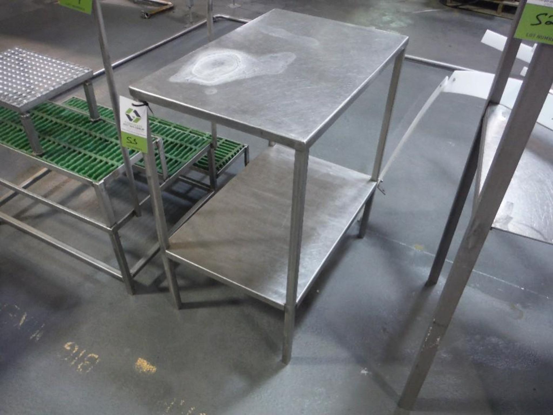 SS table, 30 in. long x 20 in. wide x 36 in. tall, **(Located in: Marshall, MN)** Rigging Fee: $25