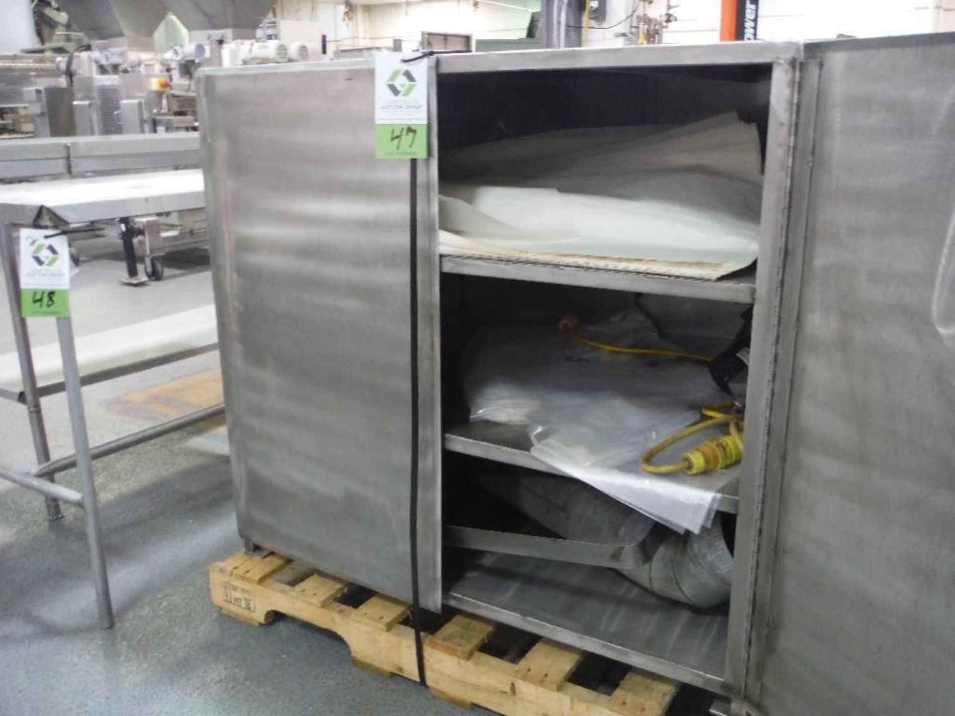 SS cabinet, 42 in. long x 34 in. wide x 38 in. tall, with contents, **(Located in: Marshall, MN)** R - Image 2 of 3