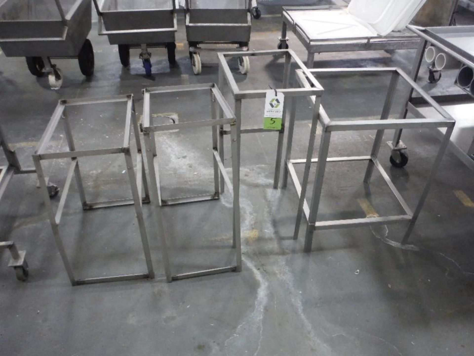 (4) SS material stands, no tops (lot), **(Located in: Marshall, MN)** Rigging Fee: $25