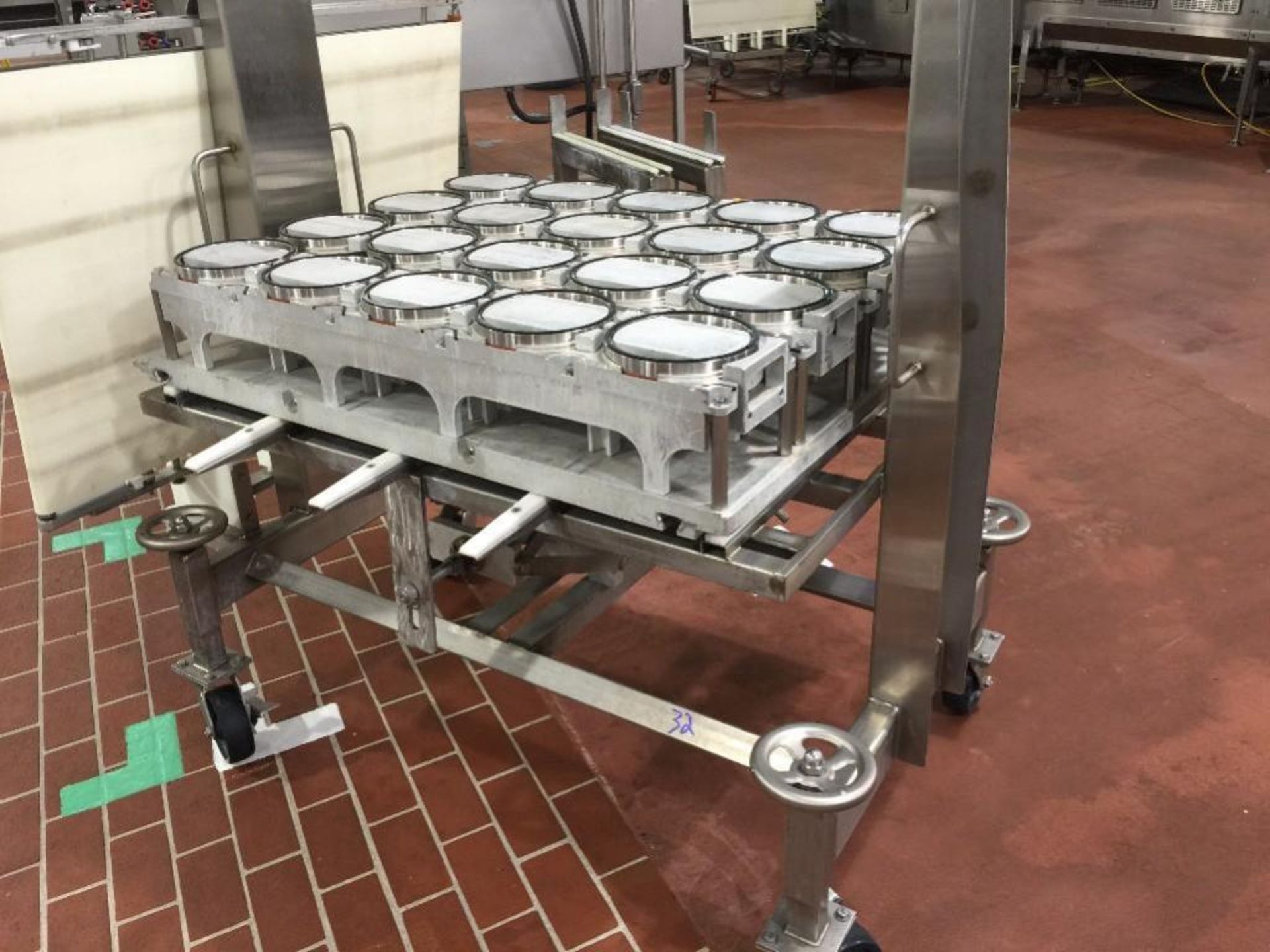 2009 G. Mondini tray sealer, model EVO 4X, s/n 3674/09, 4 wide, with carts and dies. With SS control - Image 21 of 45