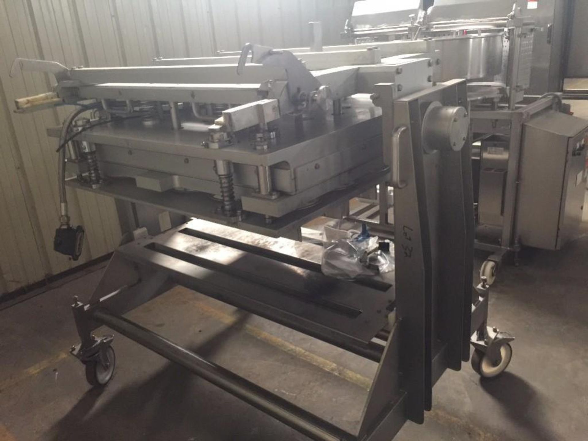 2009 G. Mondini tray sealer, model EVO 4X, s/n 3674/09, 4 wide, with carts and dies. With SS control - Image 24 of 45