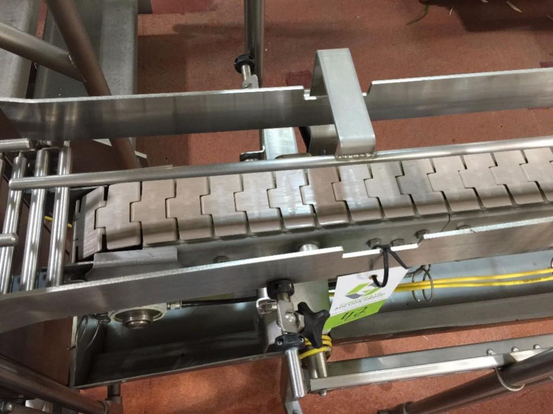 Multi-Conveyor, SS conveyor into timing screw, 3 1/4 in wide x 260 in long table top chain, motor an - Image 2 of 16