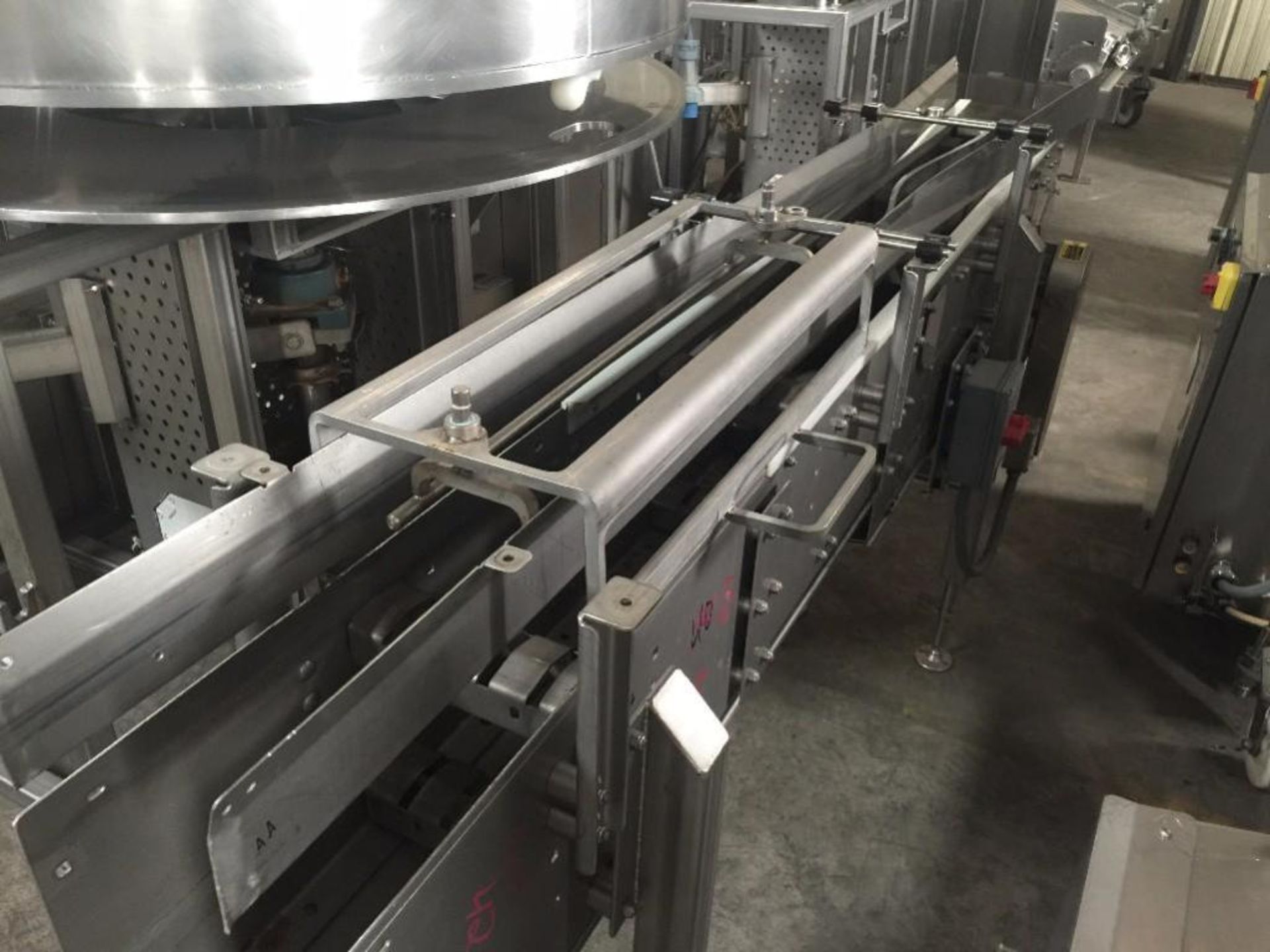 Multi-Conveyor, SS conveyor into timing screw, 3 1/4 in wide x 260 in long table top chain, motor an - Image 14 of 16