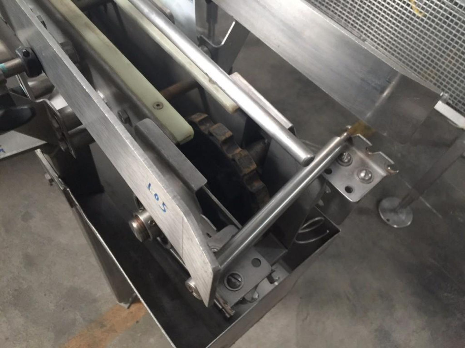 Multi-Conveyor, SS conveyor into timing screw, 3 1/4 in wide x 260 in long table top chain, motor an - Image 12 of 16