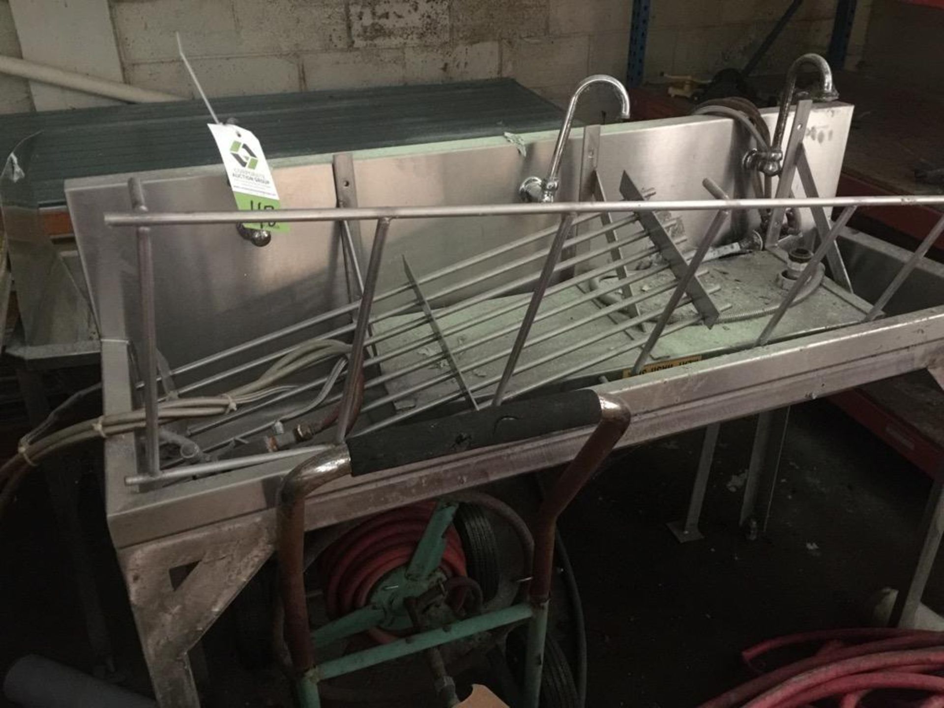 SS 3-station hand wash sink, 18 x 48 x 36 in. tall.** (Located in Troy, Ohio) ** Rigging Fee: $100