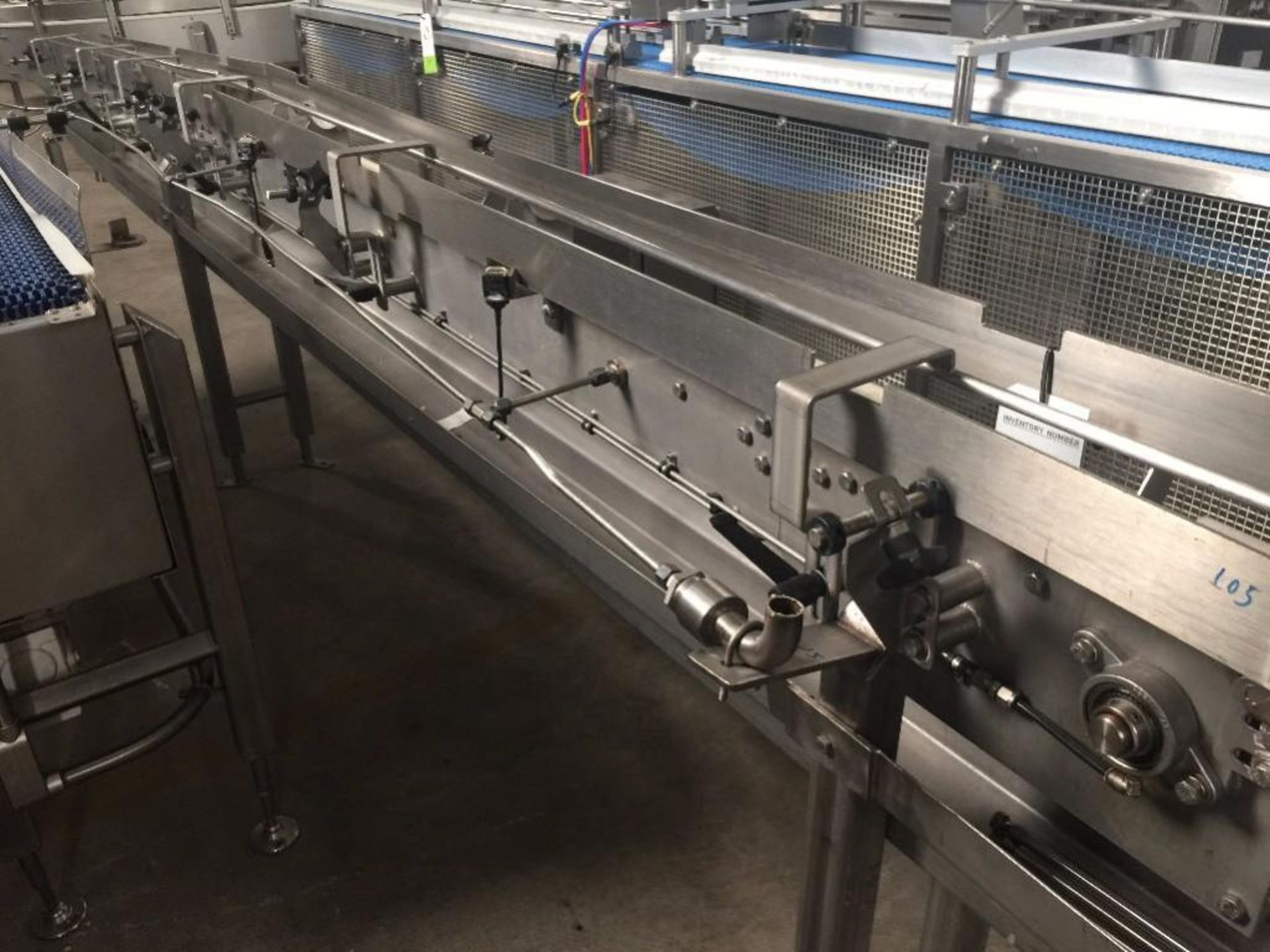 Multi-Conveyor, SS conveyor into timing screw, 3 1/4 in wide x 260 in long table top chain, motor an - Image 13 of 16