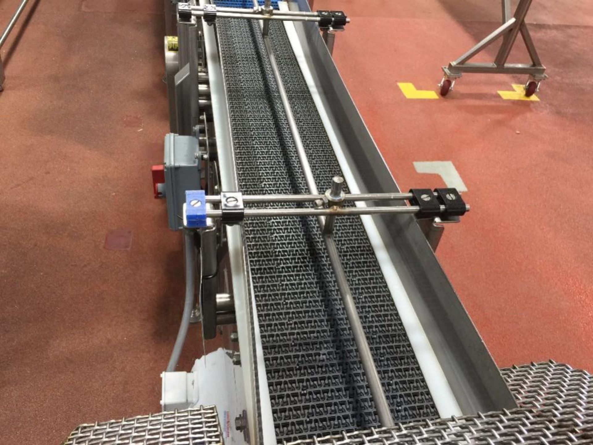 Dillin Mfg. SS conveyor, 1-lane, 8 in wide x 52 in long, black plastic belt, motor and drive. ** (Lo - Image 6 of 6