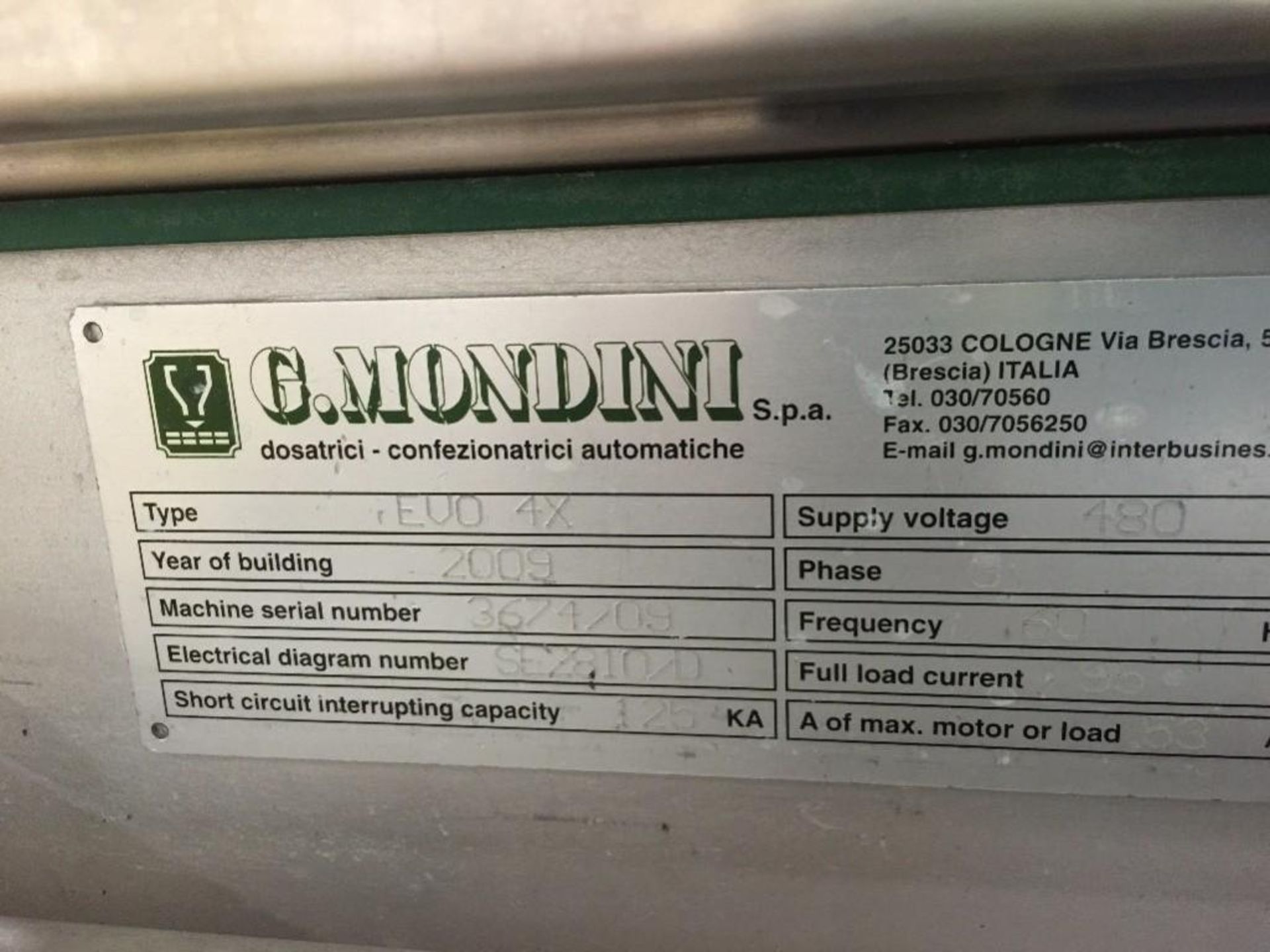 2009 G. Mondini tray sealer, model EVO 4X, s/n 3674/09, 4 wide, with carts and dies. With SS control - Image 11 of 45